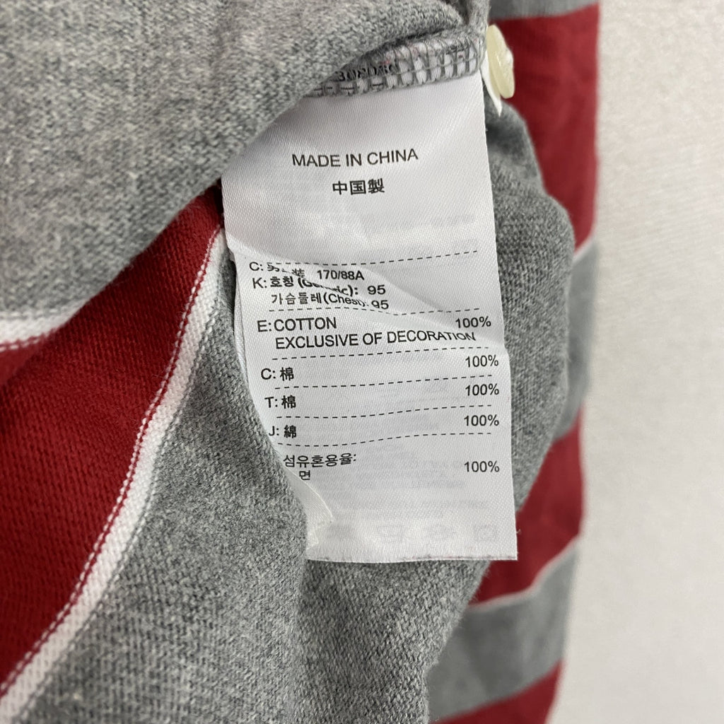 NIKE　ナイキ　長袖ポロシャツ　ボーダー柄　赤　レッド　灰色　グレー　Mサイズ