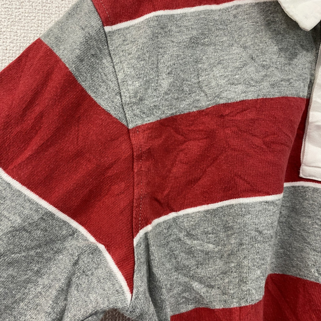 NIKE　ナイキ　長袖ポロシャツ　ボーダー柄　赤　レッド　灰色　グレー　Mサイズ