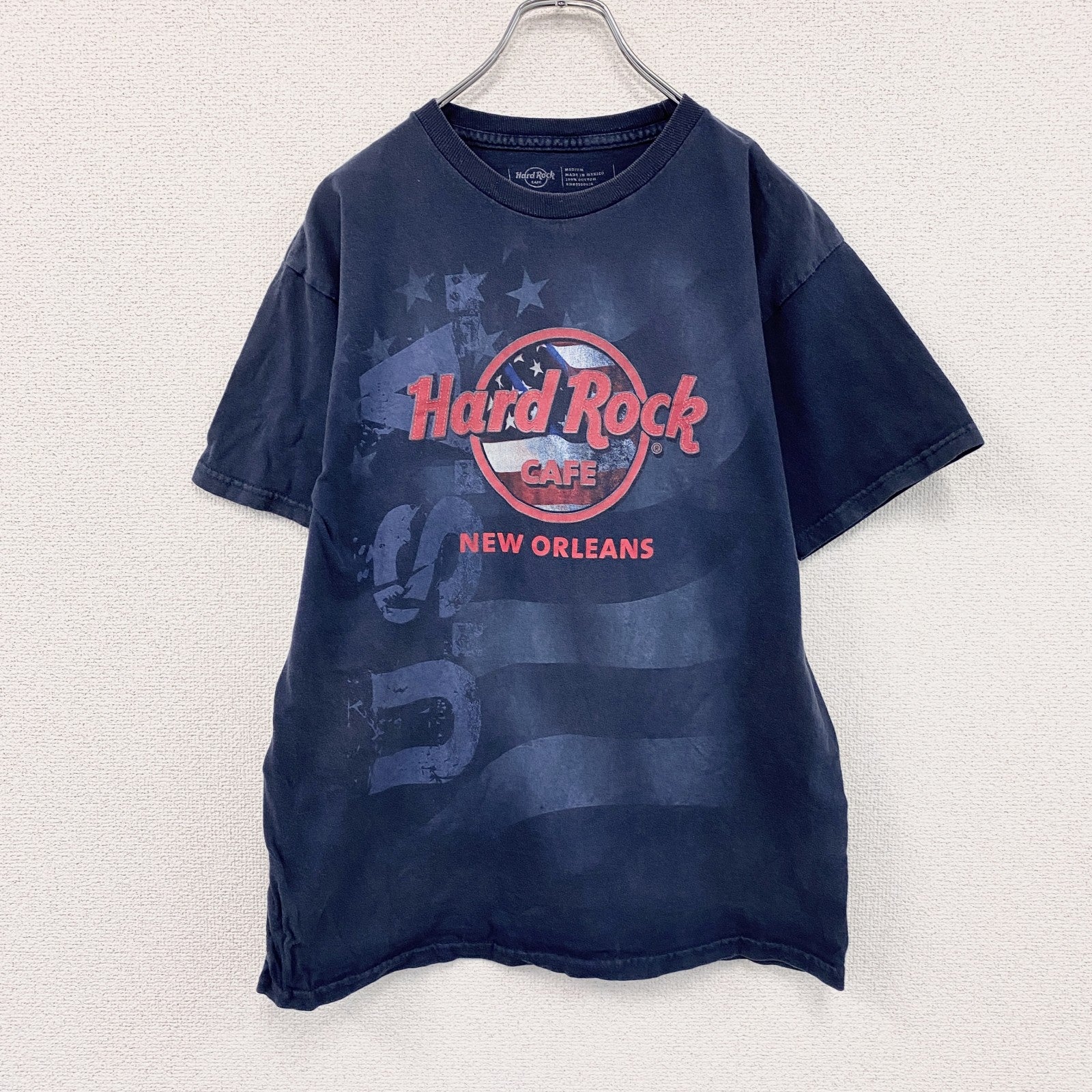 Hard Rock Cafe　ハードロックカフェ　半袖プリントTシャツ　企業T　星条旗　紺　ネイビー　Mサイズ　