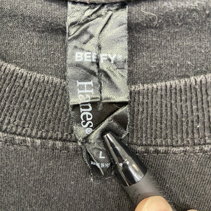 古着 used　Hanes ヘインズ　半袖胸ポケット付きTシャツ　バックプリント　SNAP ON　クルーネック　黒　Lサイズ