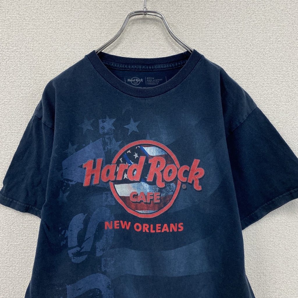Hard Rock Cafe　ハードロックカフェ　半袖プリントTシャツ　企業T　星条旗　紺　ネイビー　Mサイズ　