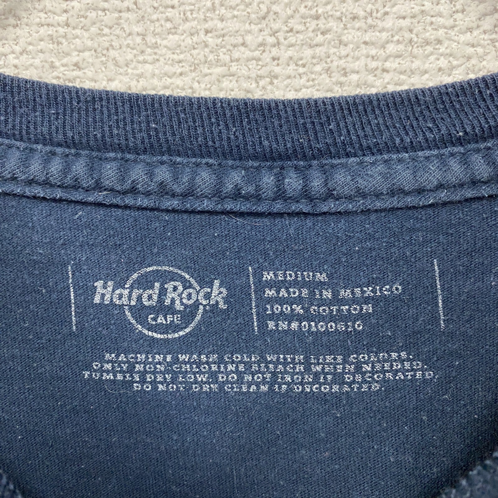 Hard Rock Cafe　ハードロックカフェ　半袖プリントTシャツ　企業T　星条旗　紺　ネイビー　Mサイズ　