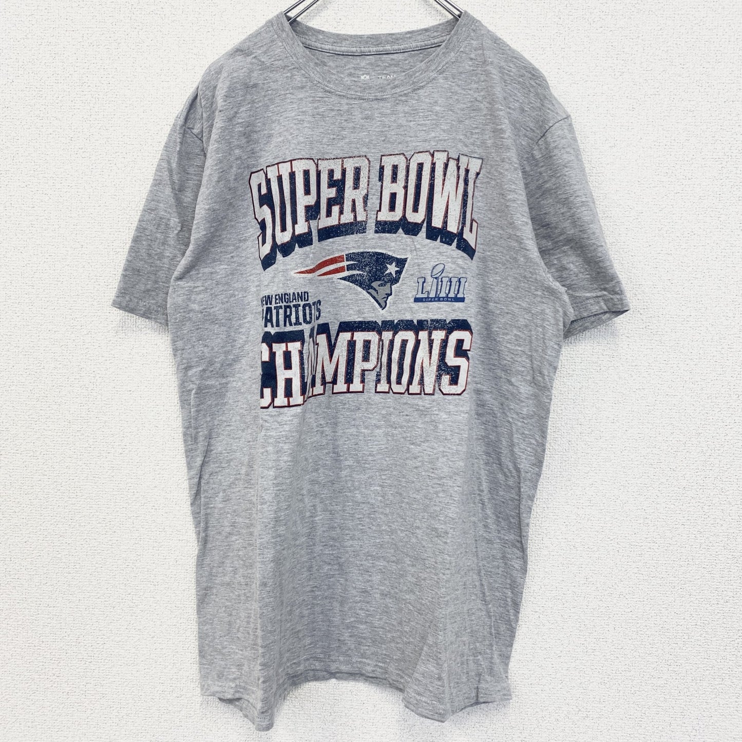 古着 used　NFL　半袖プリントTシャツ　スーパーボールチャンピオン　ニューイングランド・ペイトリオッツ　グレー　Lサイズ