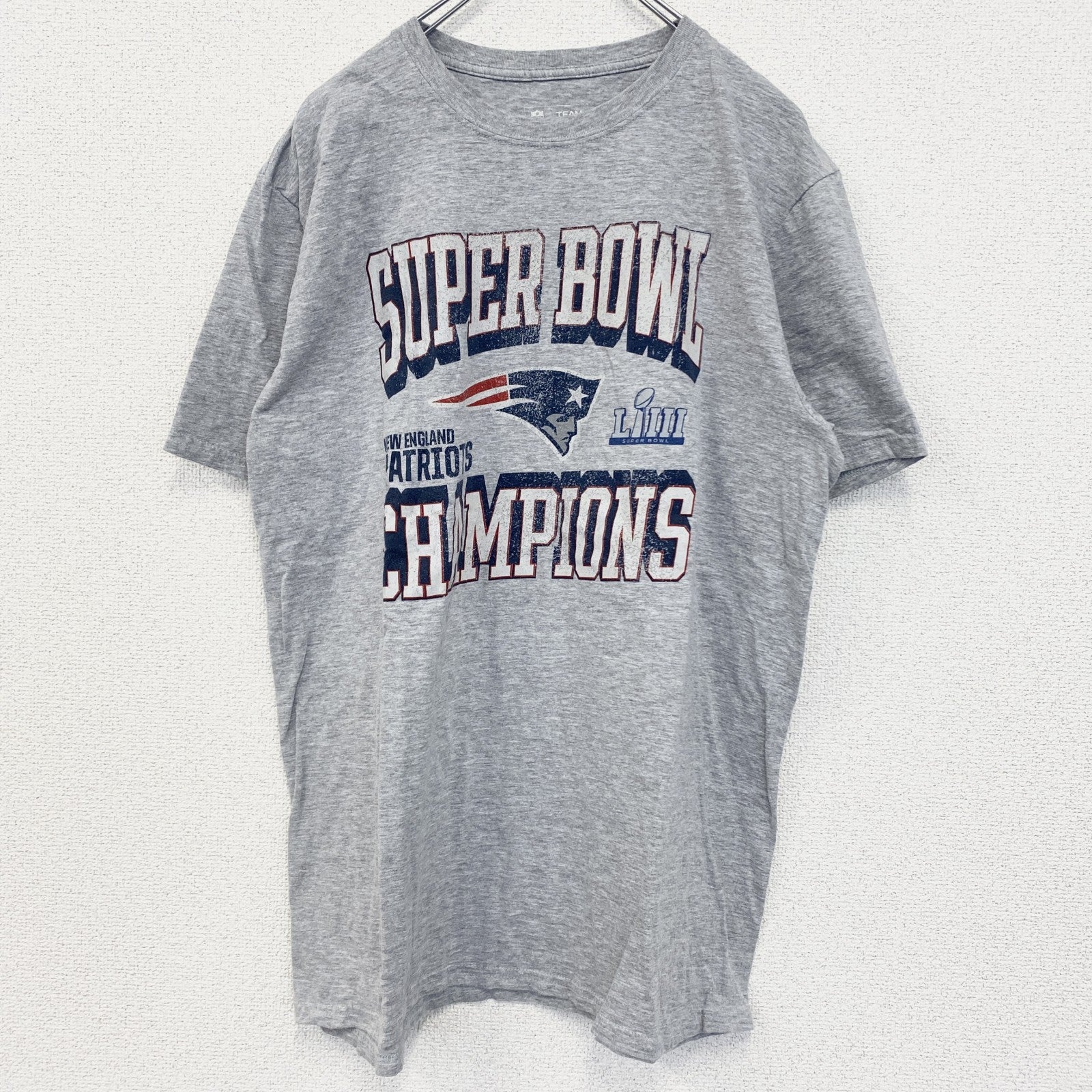 古着 used　NFL　半袖プリントTシャツ　スーパーボールチャンピオン　ニューイングランド・ペイトリオッツ　グレー　Lサイズ
