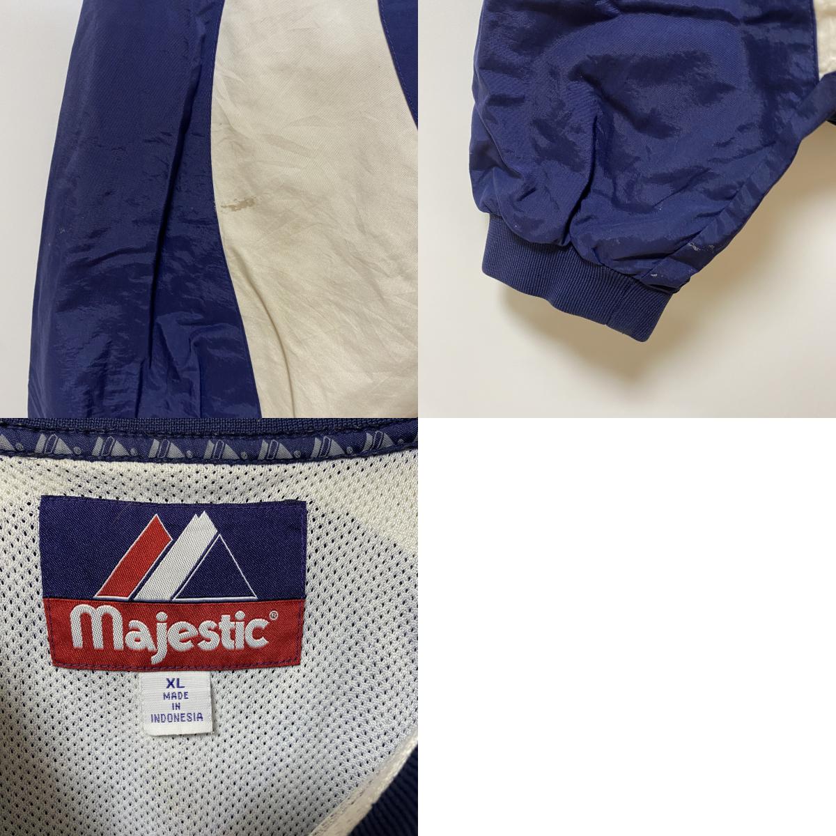 古着 used　Majestic　MLB　デトロイトタイガース　長袖Vネックナイロンジャケット　ビッグシルエット　XLサイズ