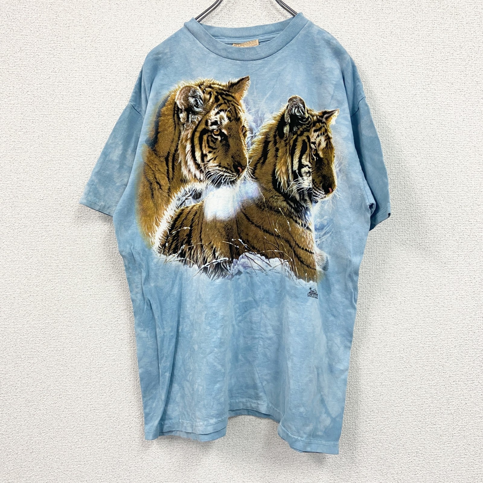 THE MOUNTAIN　ザマウンテン　半袖アニマルプリントTシャツ　虎　タイダイ　ブルー　Lサイズ