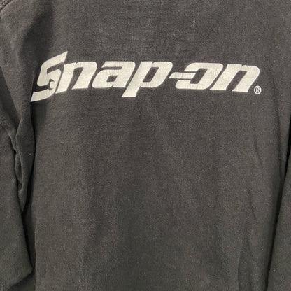 古着 used　Hanes ヘインズ　半袖胸ポケット付きTシャツ　バックプリント　SNAP ON　クルーネック　黒　Lサイズ