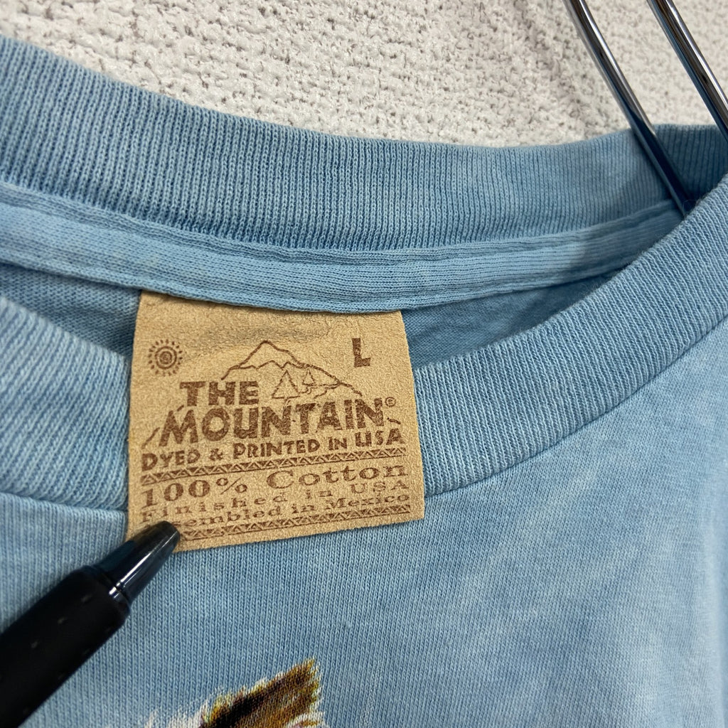 THE MOUNTAIN　ザマウンテン　半袖アニマルプリントTシャツ　虎　タイダイ　ブルー　Lサイズ