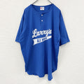 90s　EAGLE USA　ベンジャミンフランクリン　beer is proof　半袖プリントヘンリーネックゲームＴシャツ　シングルステッチ　ヴィンテージ　青　ブルー　XLサイズ