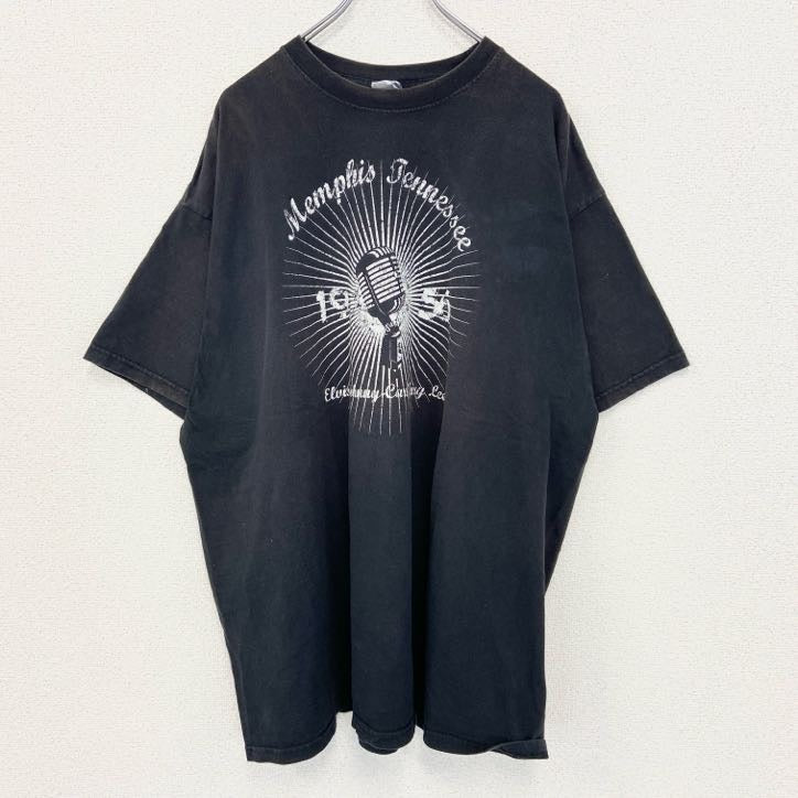 古着 used　RUSELL ATHLETIC　半袖プリントデザインTシャツ　ビッグT　カジュアル　クルーネック　黒　4XLサイズ