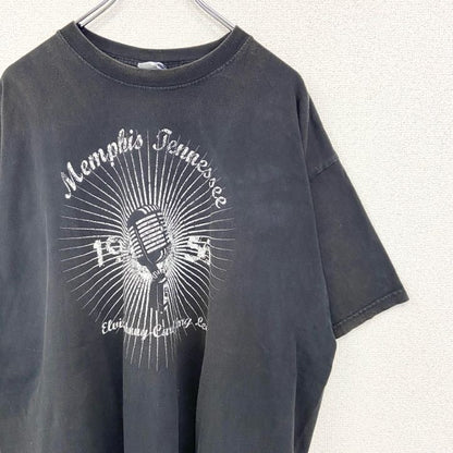 古着 used　RUSELL ATHLETIC　半袖プリントデザインTシャツ　ビッグT　カジュアル　クルーネック　黒　4XLサイズ