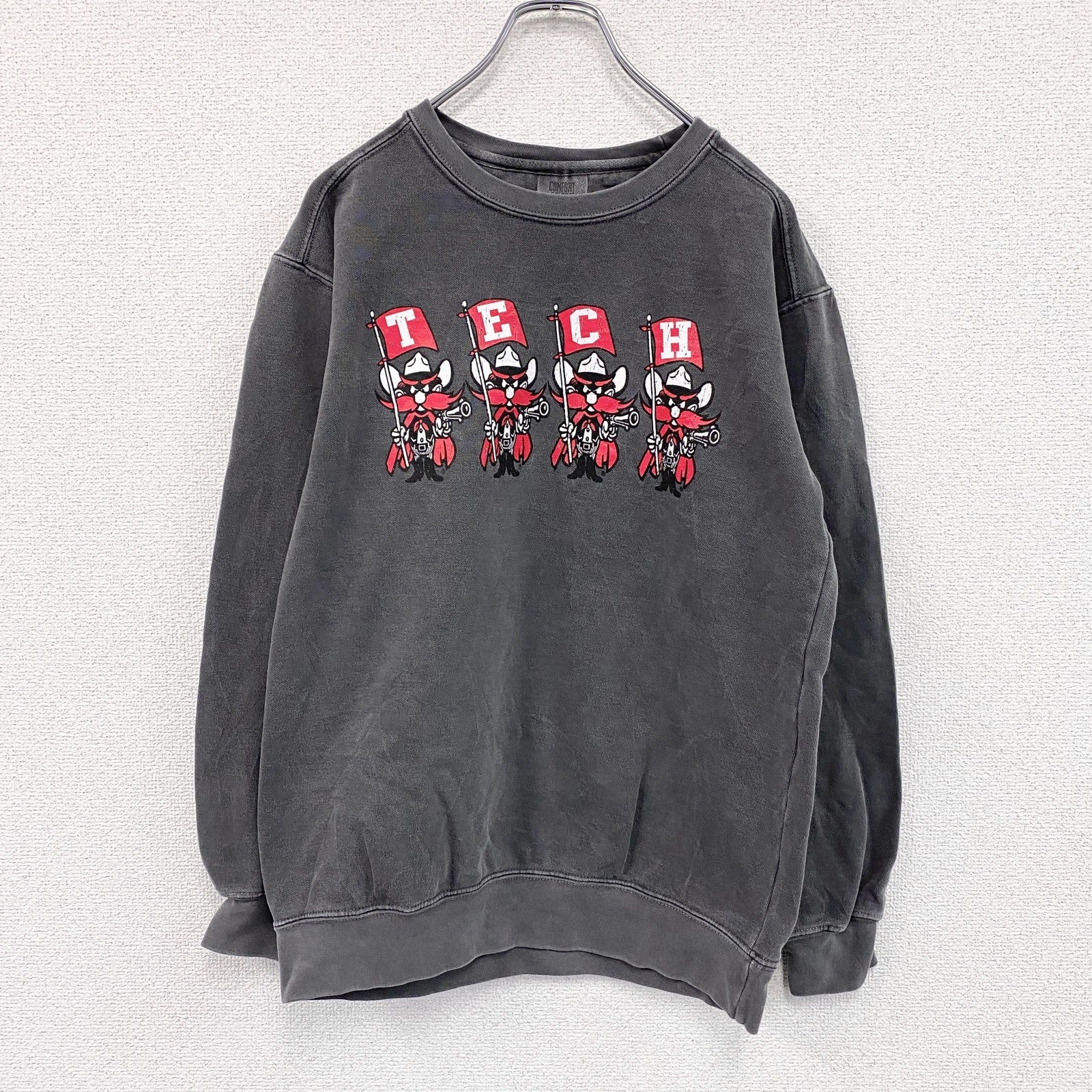 Comfort Colors　TECH　スウェット/トレーナー　カレッジタイプ　テキサステック　灰色　ダークグレー　Sサイズ