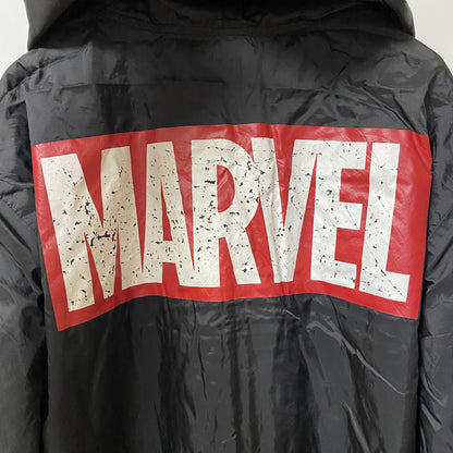 古着 used　MARVEL マーベル　長袖ナイロンジャケット　ロゴプリントパーカー　黒　ブラック　ビックシルエット　XLサイズ