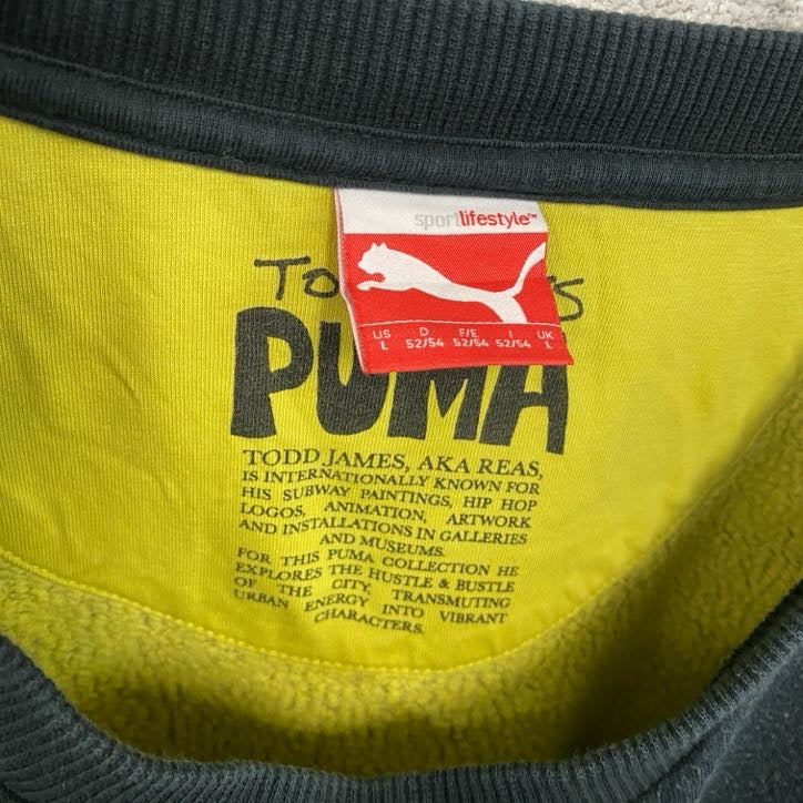 00s～　PUMA　プーマ　TODD JAMES　スウェット/トレーナー　ヴィンテージ　黒　ブラック　Lサイズ