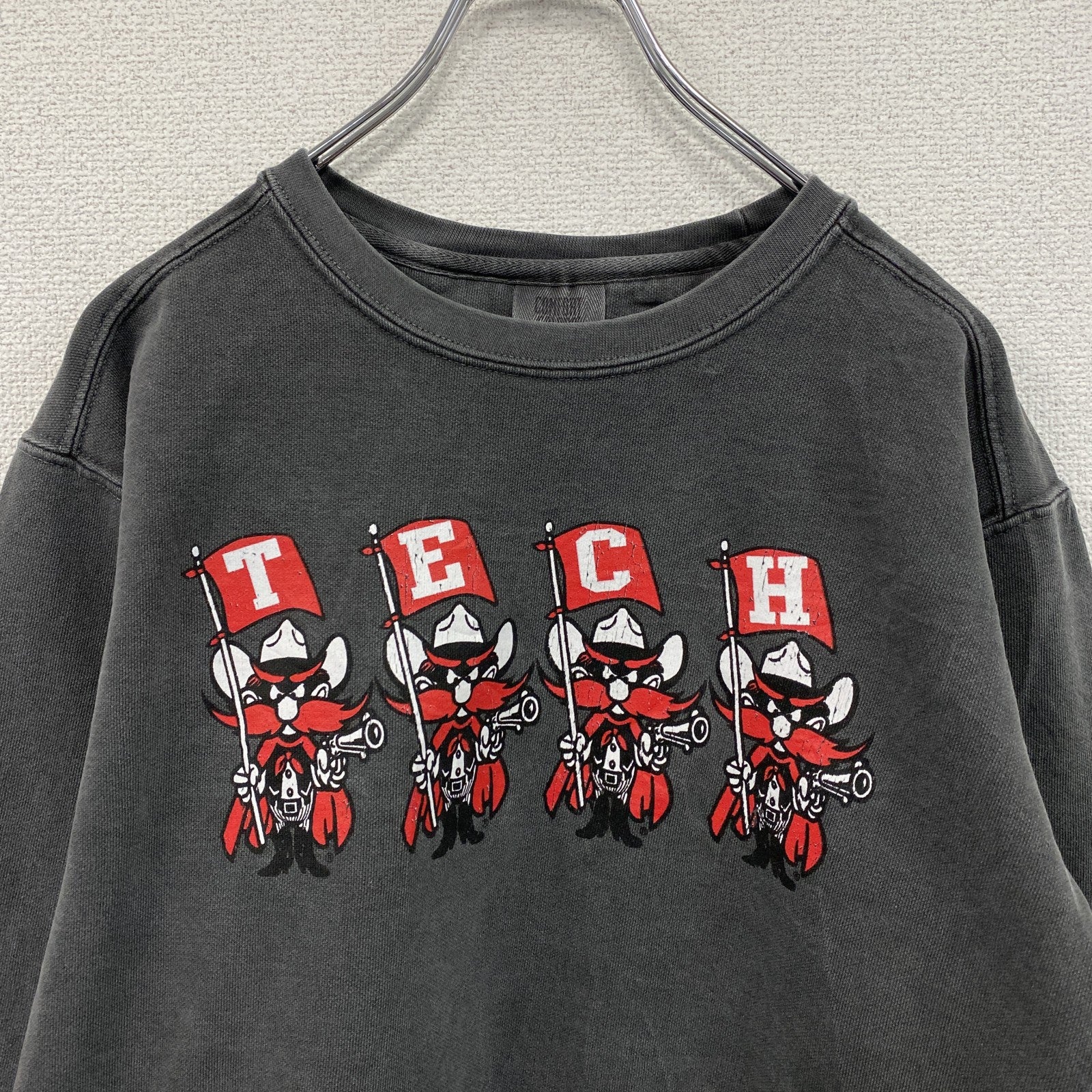 Comfort Colors　TECH　スウェット/トレーナー　カレッジタイプ　テキサステック　灰色　ダークグレー　Sサイズ