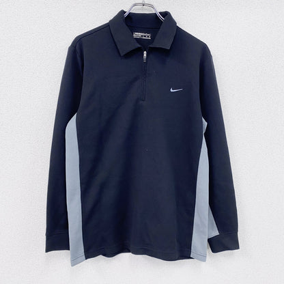 NIKE GOLF　ナイキゴルフ　ハーフジップ長袖ポロシャツ　ロンT　スウッシュ　黒　ブラック　Lサイズ