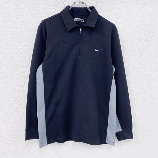 NIKE GOLF　ナイキゴルフ　ハーフジップ長袖ポロシャツ　ロンT　スウッシュ　黒　ブラック　Lサイズ