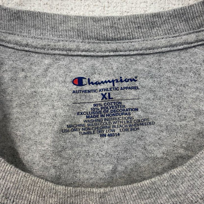 champion　チャンピオン　半袖カレッジプリントTシャツ　アーチプリント　3連プリント　現行　灰色　グレー　XLサイズ