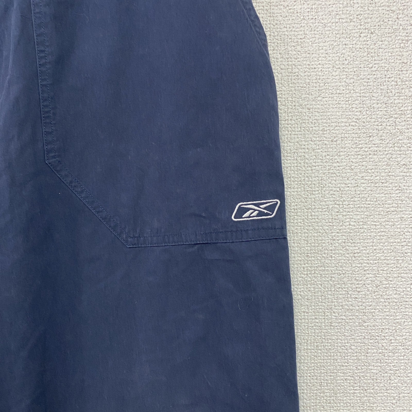 Reebok　リーボック　ワークパンツ　ジップフライ　刺繍ロゴ　紺　ネイビー　Lサイズ