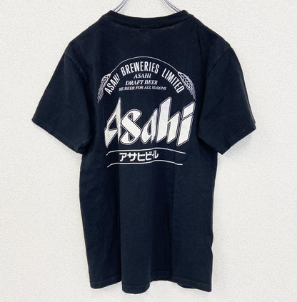 古着 used　Anvil アンビル　半袖プリントTシャツ　アサヒビール　DRAFT BEER　クルーネック　黒　Sサイズ