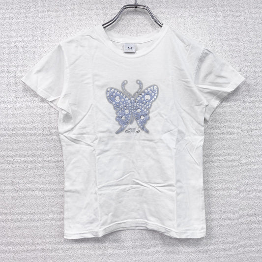 ARMANI EXCHANGE　アルマーニエクスチェンジ　半袖Tシャツ　蝶　バタフライ　白　ホワイト
