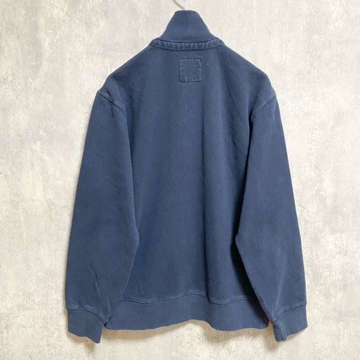 古着 used　IZOD　アイゾッド　長袖ハーフジップスウェット　トレーナー　ワンポイント刺　Vintage　ネイビー　Mサイズ