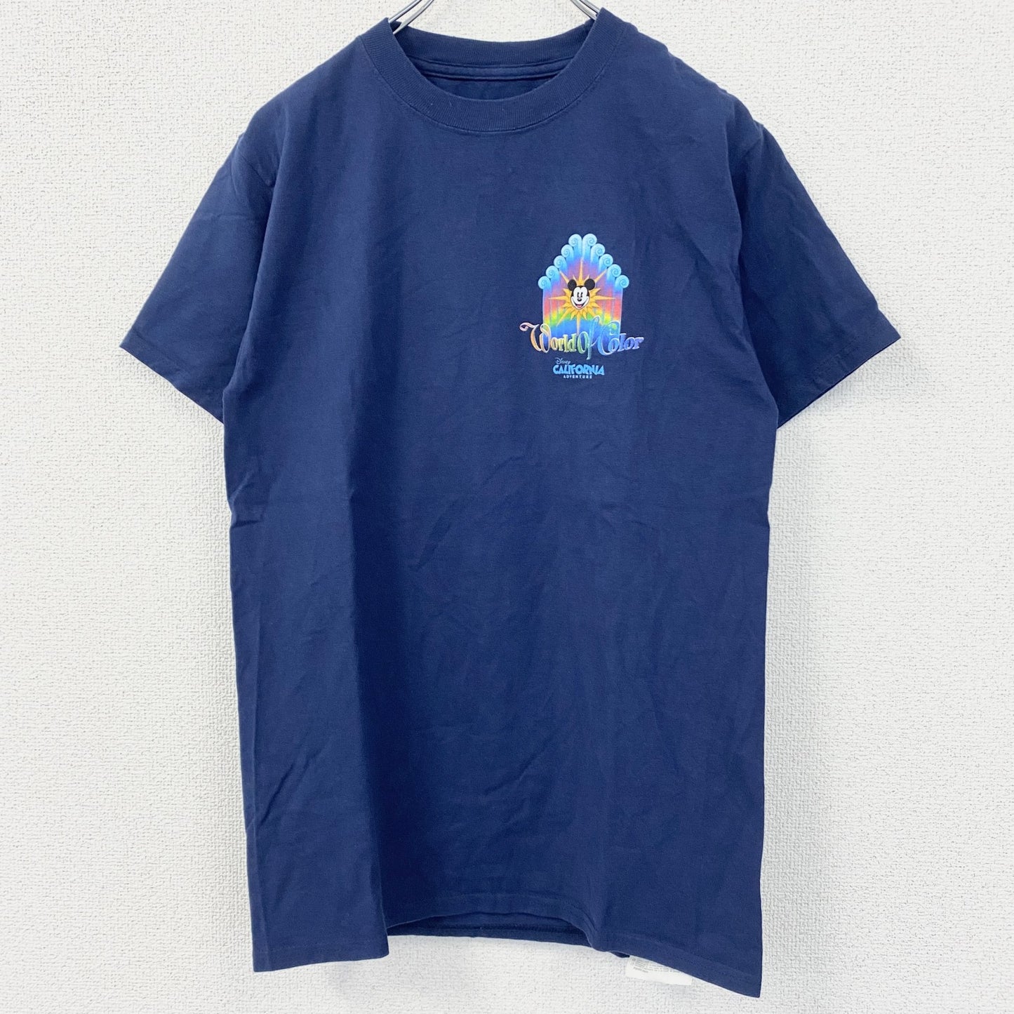 古着 used　Hanes　ヘインズ　半袖プリントTシャツ　ディズニーランド　ミッキーマウス　レトロ　ネイビー　紺　Sサイズ