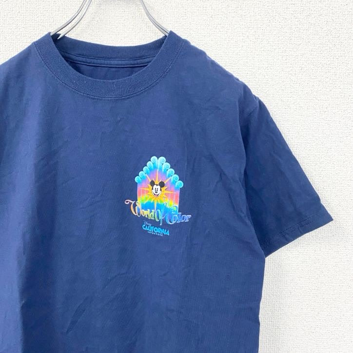 古着 used　Hanes　ヘインズ　半袖プリントTシャツ　ディズニーランド　ミッキーマウス　レトロ　ネイビー　紺　Sサイズ