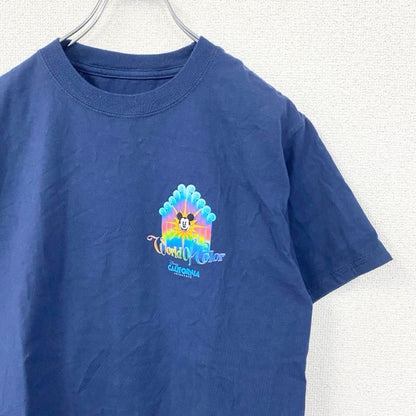 古着 used　Hanes　ヘインズ　半袖プリントTシャツ　ディズニーランド　ミッキーマウス　レトロ　ネイビー　紺　Sサイズ