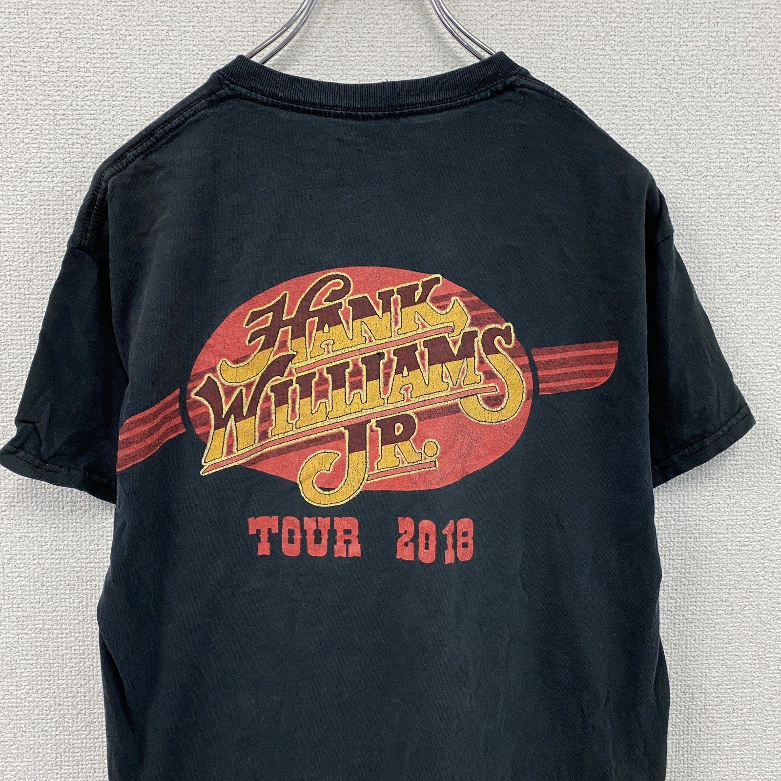 HANK JR　ハンクウィリアムズジュニア　半袖プリントTシャツ　ツアーTシャツ　バンドT　黒　ブラック　