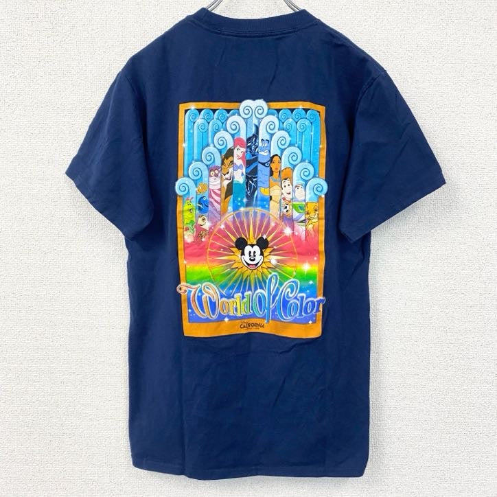 古着 used　Hanes　ヘインズ　半袖プリントTシャツ　ディズニーランド　ミッキーマウス　レトロ　ネイビー　紺　Sサイズ