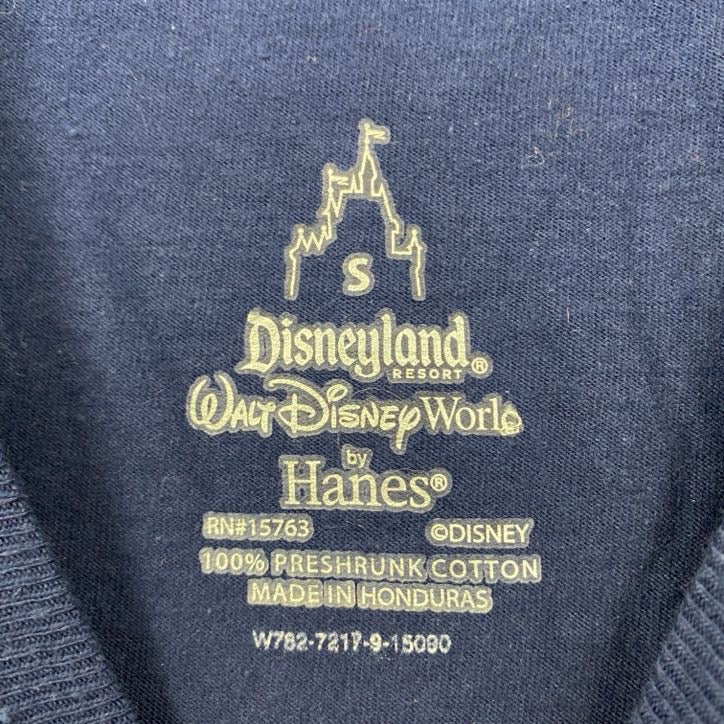 古着 used　Hanes　ヘインズ　半袖プリントTシャツ　ディズニーランド　ミッキーマウス　レトロ　ネイビー　紺　Sサイズ