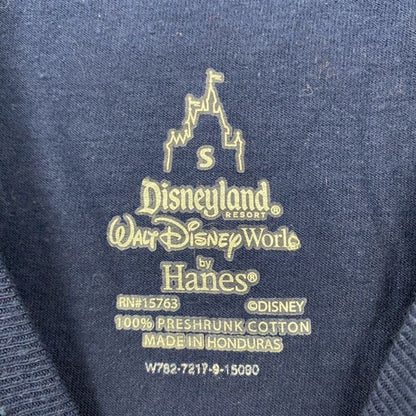 古着 used　Hanes　ヘインズ　半袖プリントTシャツ　ディズニーランド　ミッキーマウス　レトロ　ネイビー　紺　Sサイズ