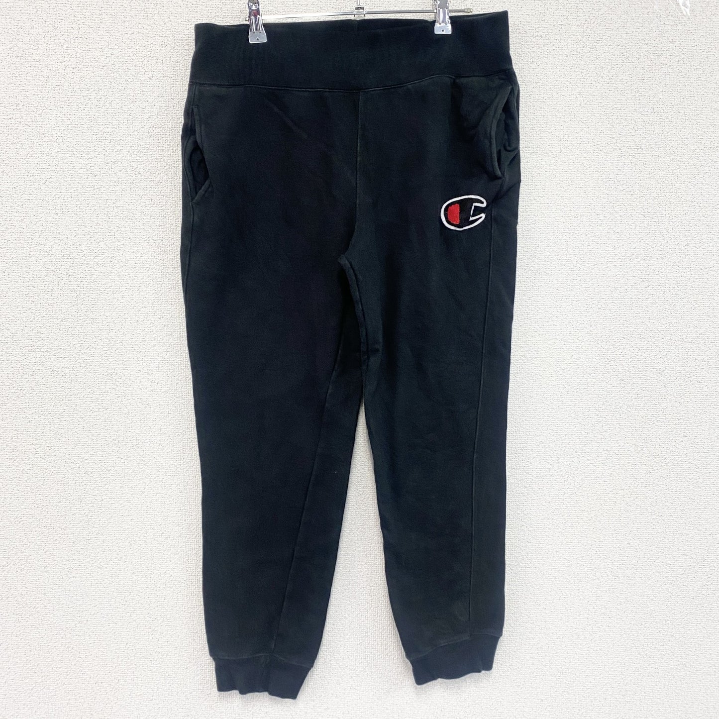 Champion　チャンピオン　リバースウィーブ　スウェットパンツ　ヘビーウエイト　ワッペン　現行　黒　ブラック　Lサイズ