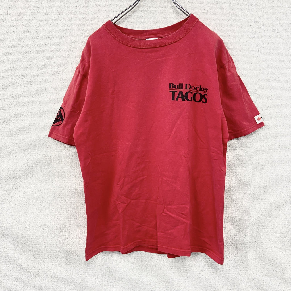 90s～　anvil　アンヴィル　半袖プリントTシャツ　TAGOS　モーターサイクル　フェード　ヴィンテージ　赤　レッド　Mサイズ