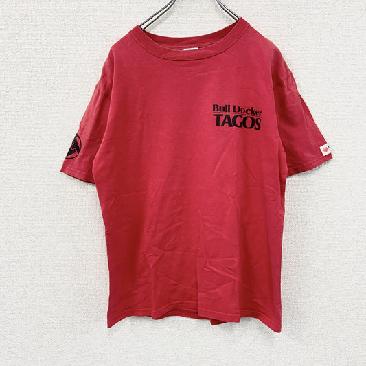 90s～　anvil　アンヴィル　半袖プリントTシャツ　TAGOS　モーターサイクル　フェード　ヴィンテージ　赤　レッド　Mサイズ