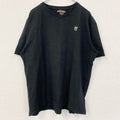 古着 used　ATLAS FOR MEN　半袖ワンポイント刺繍Tシャツ　ワッペン　レトロデザイン　ブラック　黒　XLサイズ