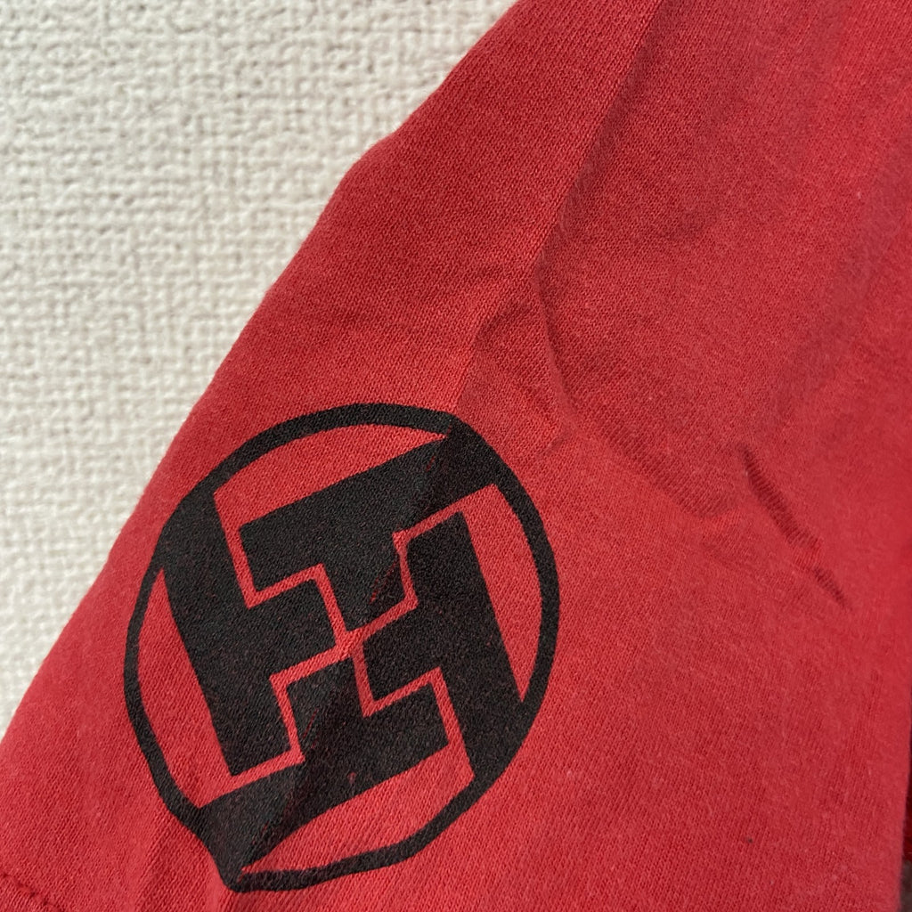 90s～　anvil　アンヴィル　半袖プリントTシャツ　TAGOS　モーターサイクル　フェード　ヴィンテージ　赤　レッド　Mサイズ