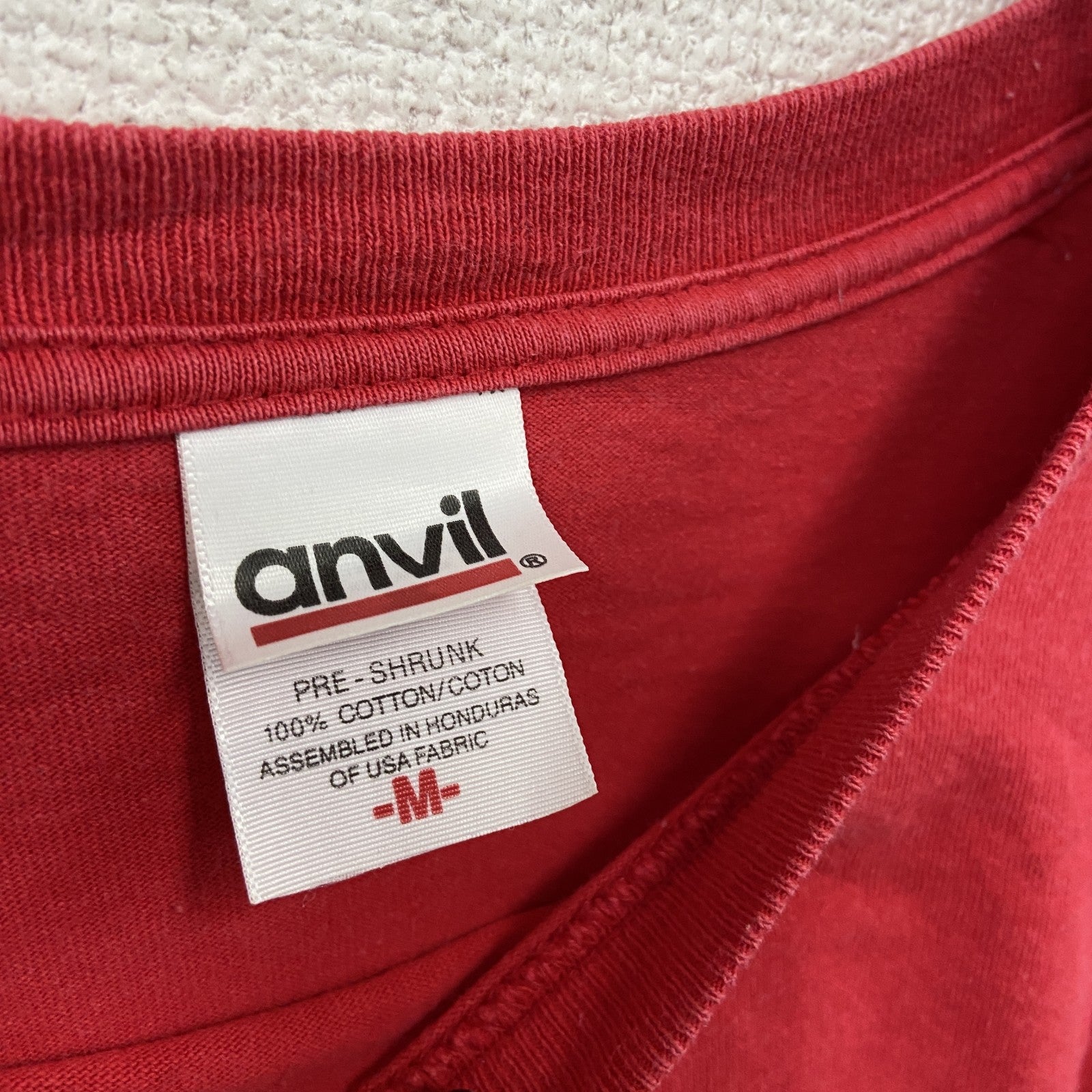 90s～　anvil　アンヴィル　半袖プリントTシャツ　TAGOS　モーターサイクル　フェード　ヴィンテージ　赤　レッド　Mサイズ