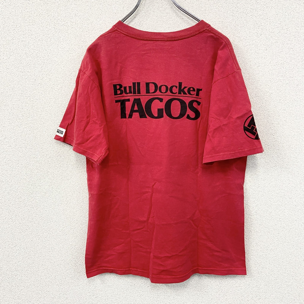 90s～　anvil　アンヴィル　半袖プリントTシャツ　TAGOS　モーターサイクル　フェード　ヴィンテージ　赤　レッド　Mサイズ