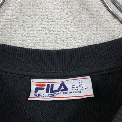 FILA　フィラ　スウェット/トレーナー　デカロゴ　スポーツミックス　ストリート　モノクロ　クルーネック　黒　ブラック　XLサイズ