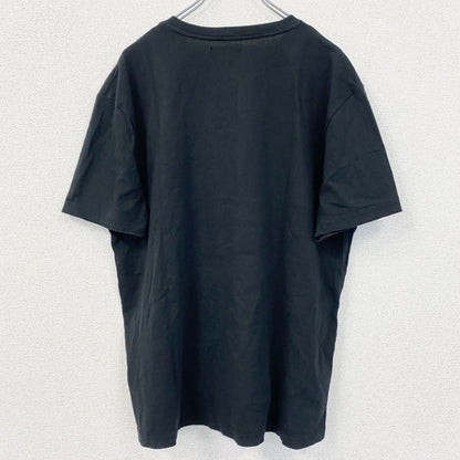 古着 used　ATLAS FOR MEN　半袖ワンポイント刺繍Tシャツ　ワッペン　レトロデザイン　ブラック　黒　XLサイズ