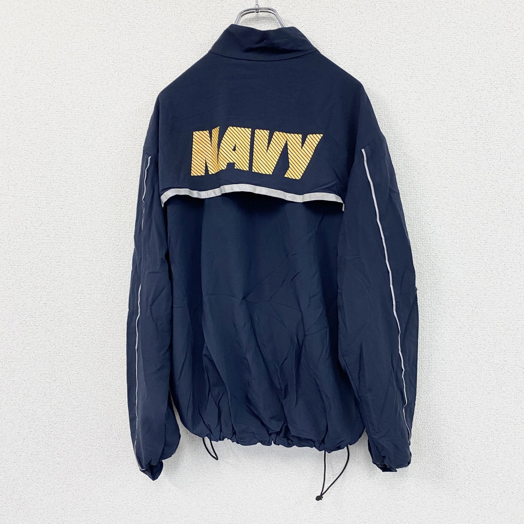 00s　U.S.NAVY　RUNNING JACKET　ナイロンジャケット　ミリタリー　米軍　紺　ネイビー　Mサイズ