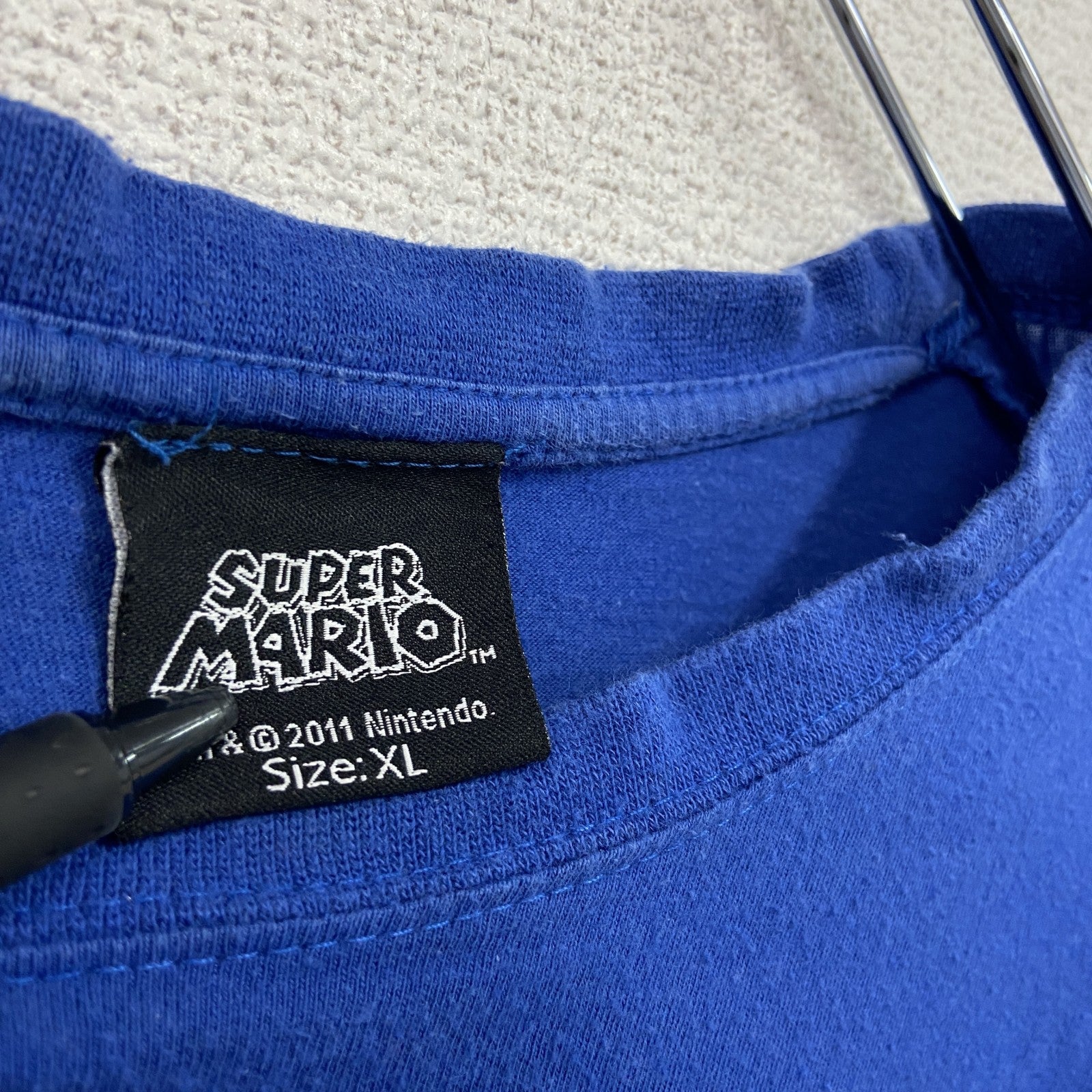 SUPER MARIO　スーパーマリオ　半袖プリントTシャツ　青　ブルー　XLサイズ