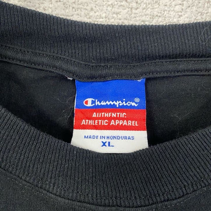 古着 used　champion　チャンピオン　半袖プリントTシャツ　バックプリント　レトロデザイン　ブラック　黒　XLサイズ