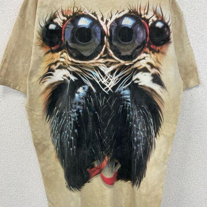 古着 used　THE MOUNTAIN　半袖ビッグプリントTシャツ　個性的デザイン　蜘蛛　タランチュラ　ベージュ　Lサイズ