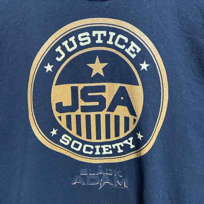 古着 used　JERZEES　ジャージーズ　長袖プリントスウェット　トレーナー　JUSTICESOCIETY　黒　XLサイズ