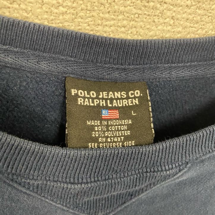 ～00s　POLO JEANS　RALPH LAUREN　ポロジーンズ　ラルフローレン　スウェット/トレーナー　ネイビー　Lサイズ