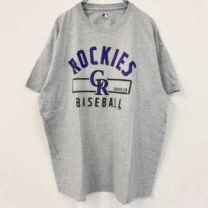 古着 used　MLB メジャーリーグ　半袖オフィシャルプリントTシャツ　コロラド・ロッキーズ　ベースボール　グレー　XLサイズ