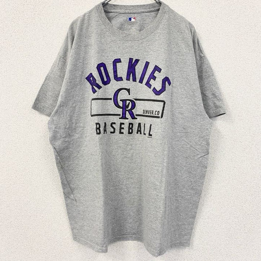 古着 used　MLB メジャーリーグ　半袖オフィシャルプリントTシャツ　コロラド・ロッキーズ　ベースボール　グレー　XLサイズ